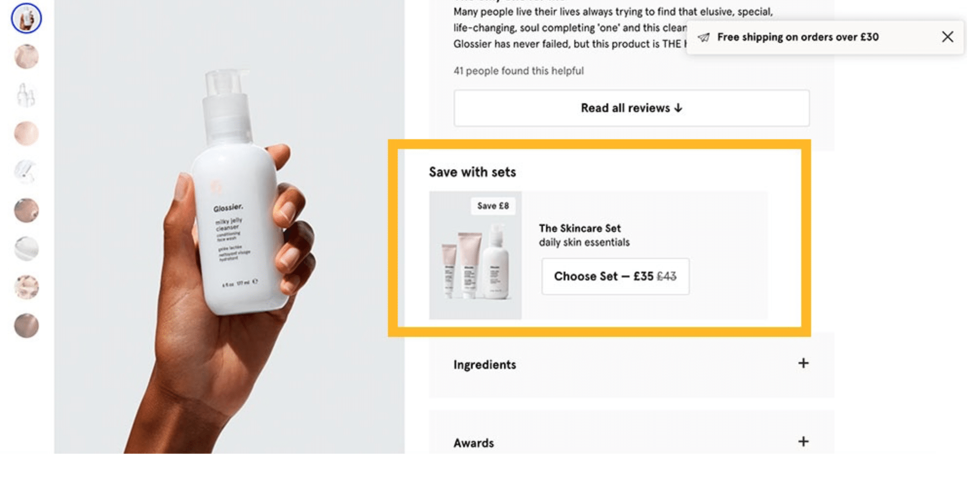 Product preview page display