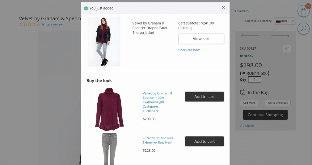 Visual display of product